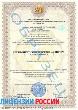Образец сертификата соответствия аудитора №ST.RU.EXP.00006191-3 Дзержинск Сертификат ISO 50001